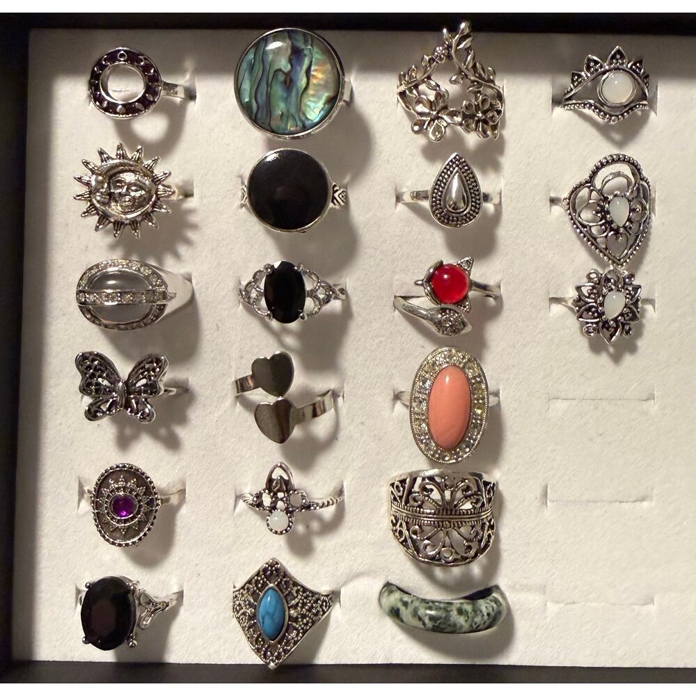 Bundle Silver Tone Costume Rings